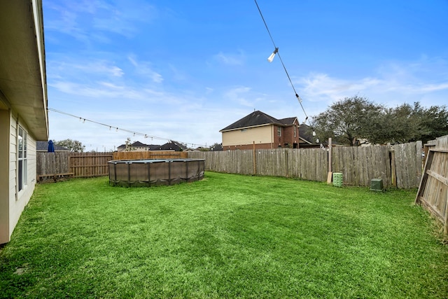 view of yard featuring a fenced backyard and a fenced in pool