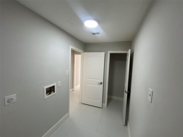 laundry area featuring laundry area, baseboards, visible vents, hookup for a washing machine, and electric dryer hookup