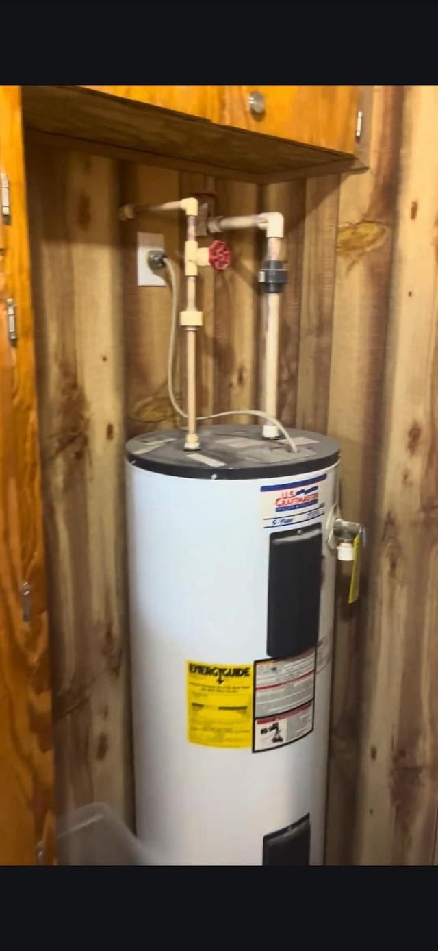 utility room with water heater