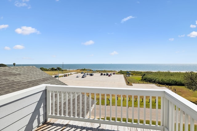 deck with a water view