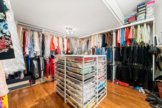 spacious closet with wood finished floors