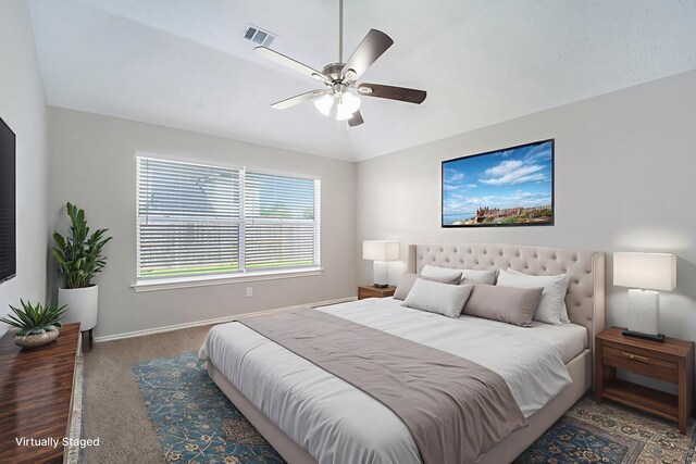 1911 Arrow Star Ct, Katy, TX 77493 - bedroom featuring carpet floors, ceiling fan, and lofted ceiling