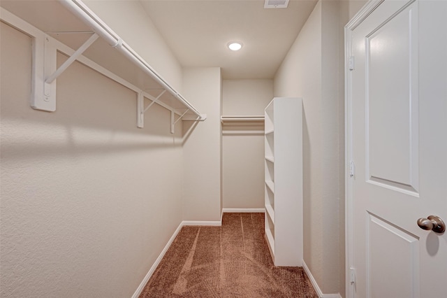 spacious closet with visible vents and carpet flooring