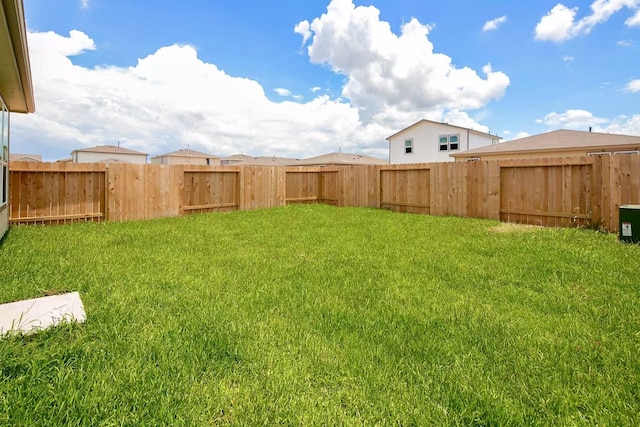 view of yard featuring a fenced backyard