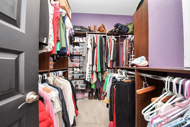 spacious closet with carpet flooring