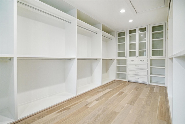 walk in closet featuring wood finished floors