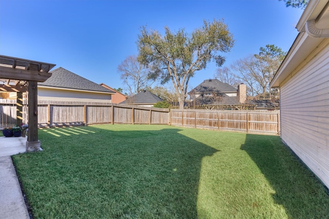 view of yard featuring a fenced backyard