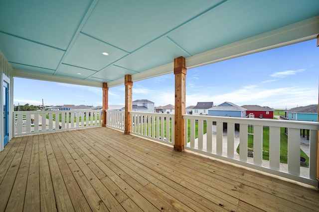 4411 Ranger Dr, Crystal Beach, TX 77650 - wooden terrace featuring a residential view