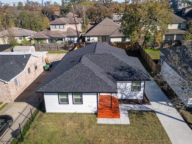 aerial view with a residential view