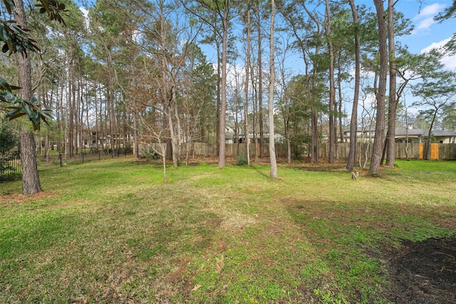 view of yard featuring a fenced backyard