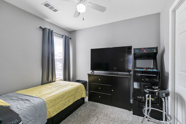 7335 River Pines Dr, Cypress, TX 77433 - bedroom with ceiling fan, carpet floors, and visible vents