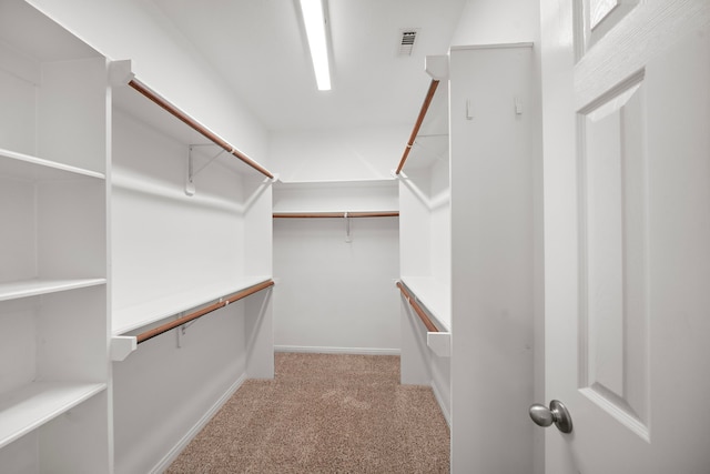 walk in closet with visible vents and carpet flooring