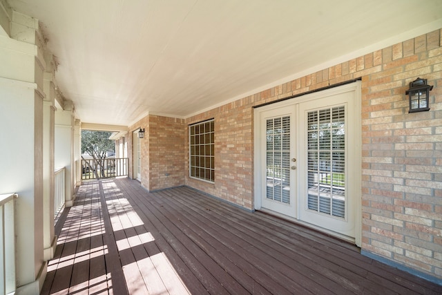 wooden terrace with french doors