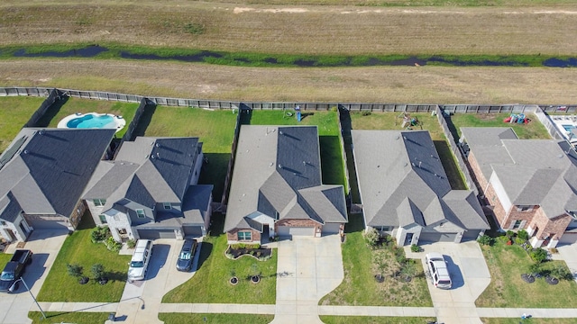 bird's eye view with a residential view