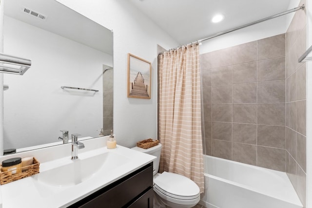 13220 Lago Acero Ln, Texas City, TX 77568 - full bathroom with vanity, shower / bath combo with shower curtain, and recessed lighting