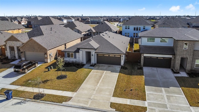 13220 Lago Acero Ln, Texas City, TX 77568 - view of front of home with a residential view, concrete driveway, a garage, a front yard, and roof with shingles