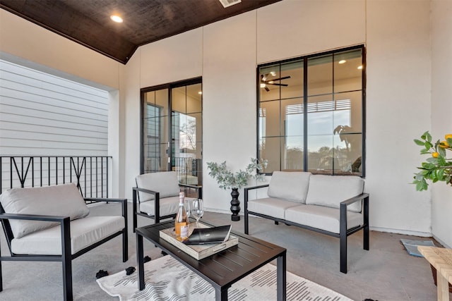 view of patio / terrace featuring an outdoor hangout area and visible vents