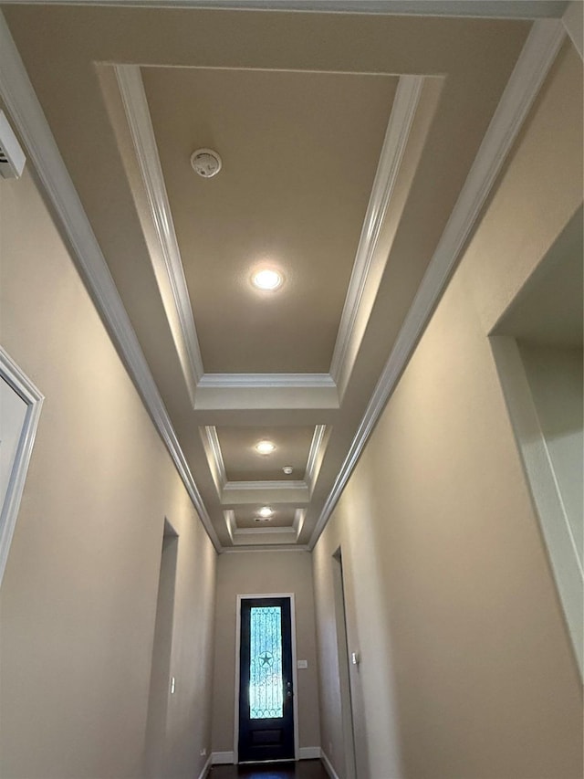 interior space featuring recessed lighting and crown molding