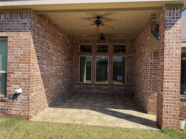 view of patio / terrace with a ceiling fan