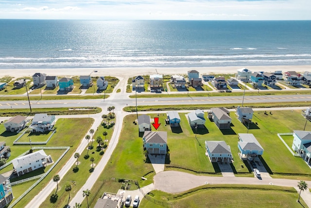 aerial view featuring a residential view and a water view