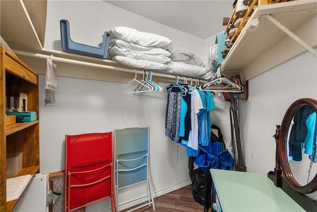 spacious closet with wood finished floors