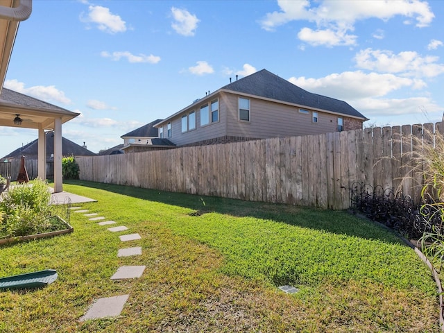 view of yard with a fenced backyard