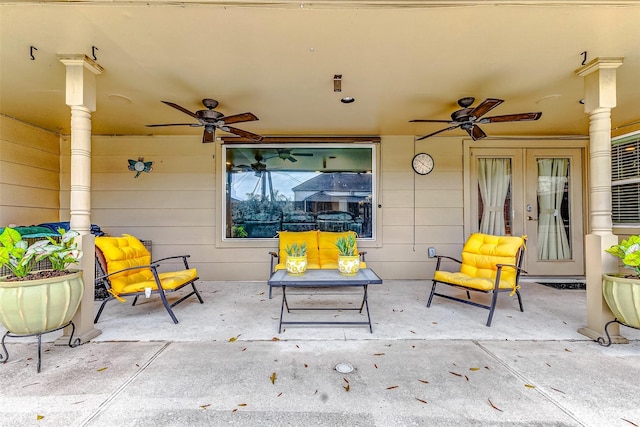 view of patio with ceiling fan