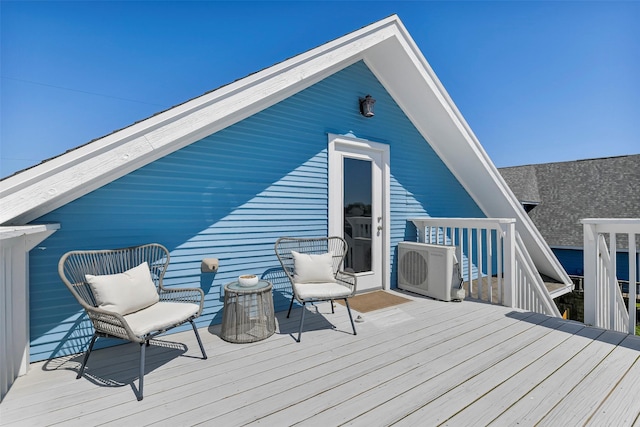 wooden terrace with ac unit