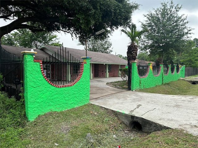 view of play area with fence