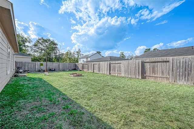 view of yard with a fenced backyard