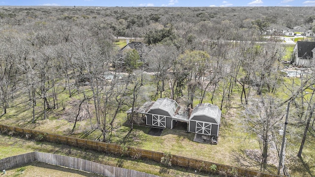 aerial view featuring a forest view