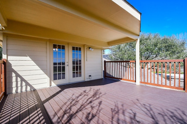 wooden terrace with french doors