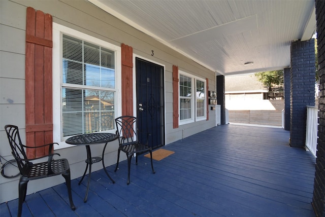 wooden deck with covered porch