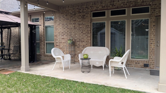 view of patio featuring a gazebo