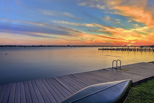 view of dock featuring a water view