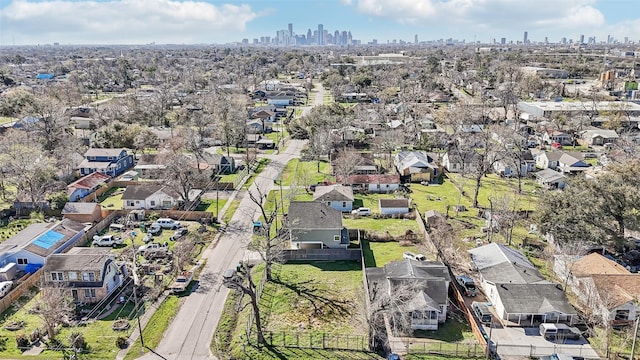 drone / aerial view with a city view