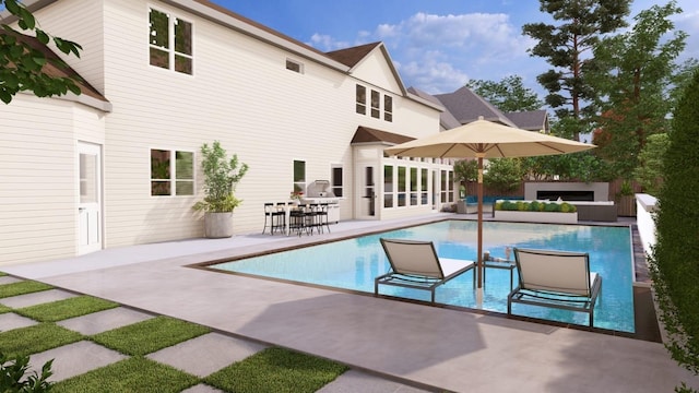 20102 Gable Point Dr, Katy, TX 77450 - rear view of property with a patio area, an outdoor pool, and outdoor lounge area