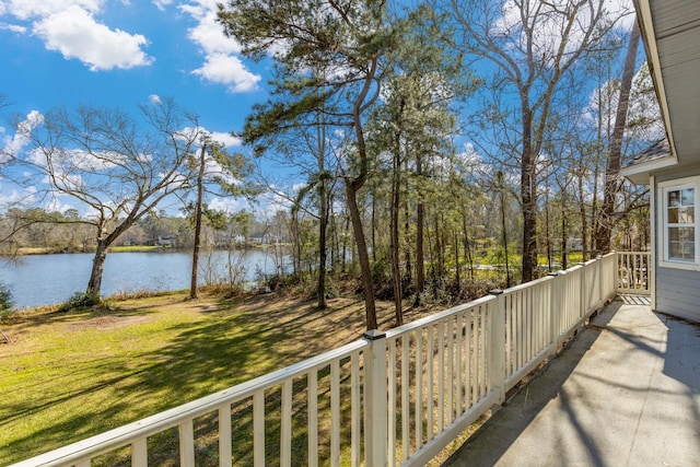 exterior space featuring a water view