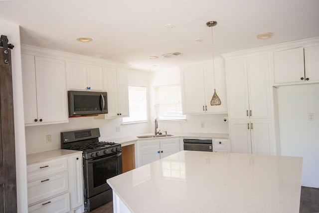 1523 Bamwick Dr, Houston, TX 77090 - kitchen featuring range with gas cooktop, dishwashing machine, white cabinets, light countertops, and recessed lighting