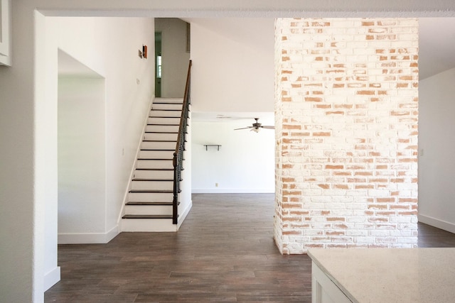 1523 Bamwick Dr, Houston, TX 77090 - hallway featuring stairs and dark wood-style flooring