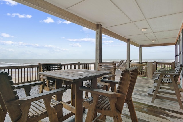 deck with a water view