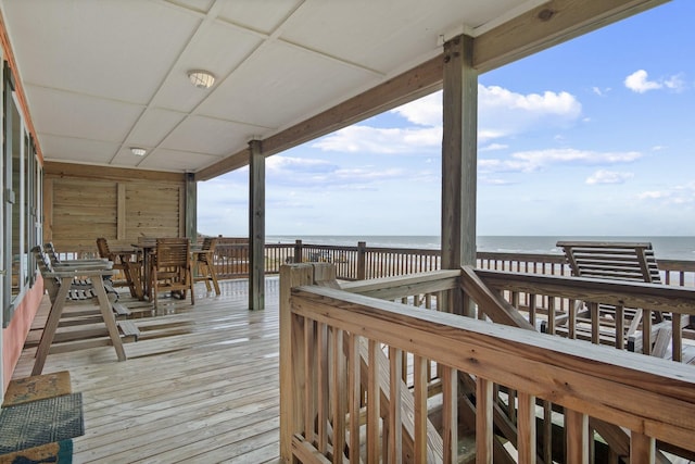 deck with a water view