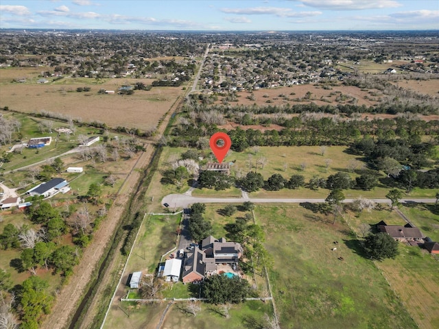 aerial view featuring a rural view