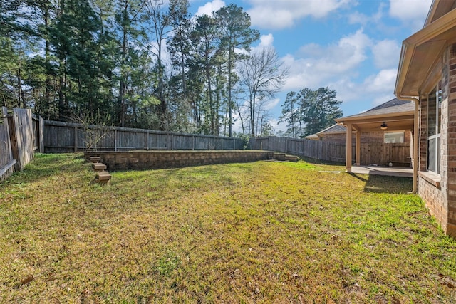 view of yard featuring a fenced backyard