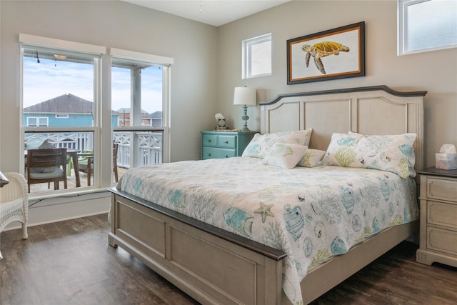 bedroom featuring dark wood-type flooring