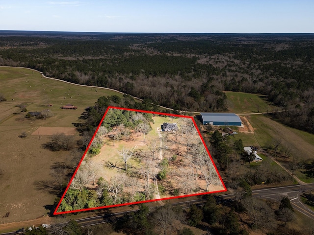 aerial view with a rural view