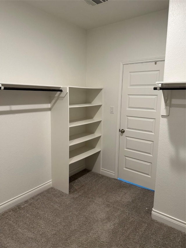 spacious closet featuring carpet floors and visible vents