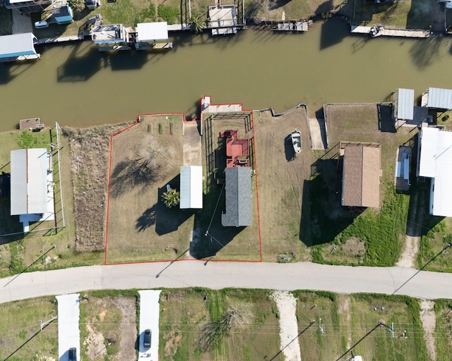 1821 County Road 201, Sargent, TX 77414 - aerial view of property and surrounding area with property boundaries highlighted and a nearby body of water