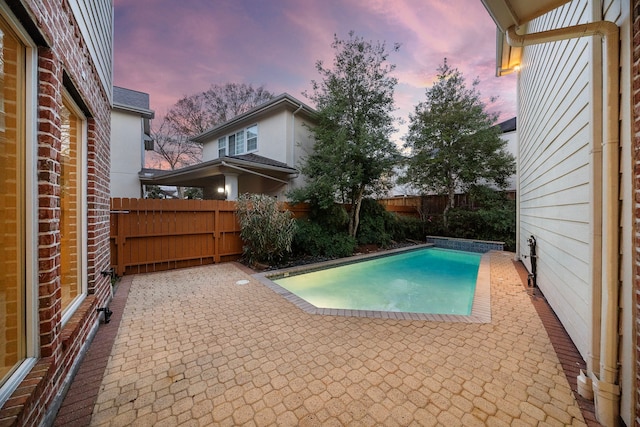 view of pool featuring a fenced in pool, a patio, and a fenced backyard