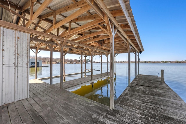 view of dock featuring a water view